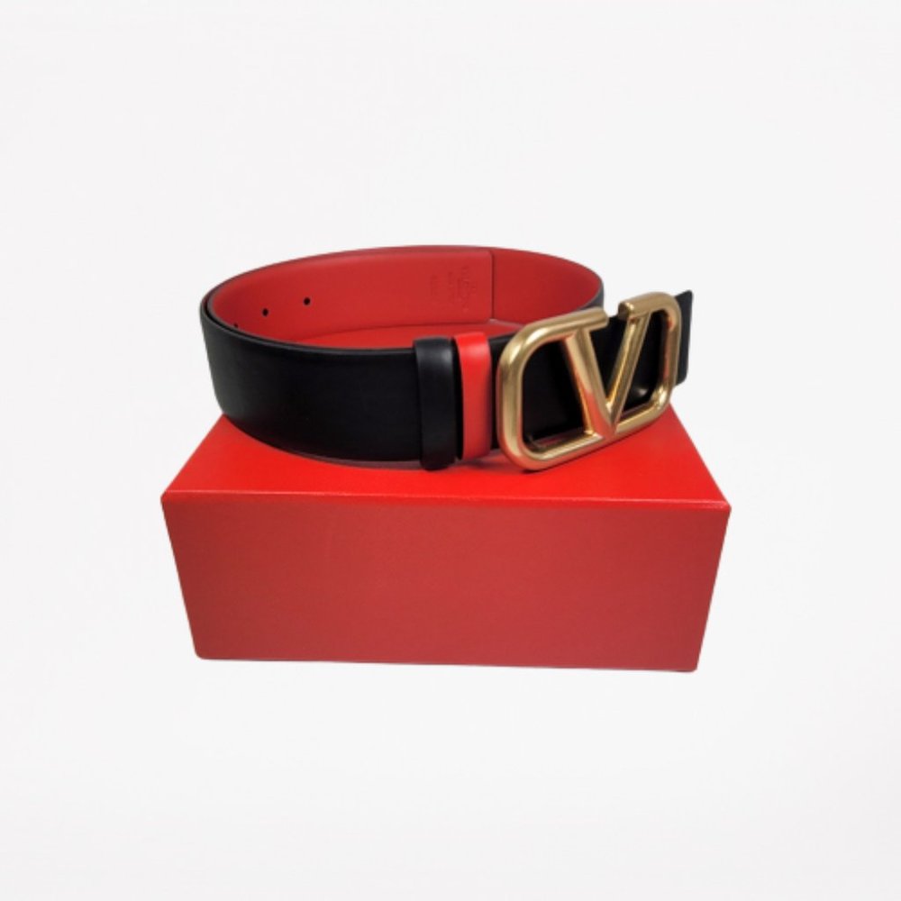 Valentino Garavani V-LOGO Reversible Leather Belt - 40MM - Picture 3 of 6